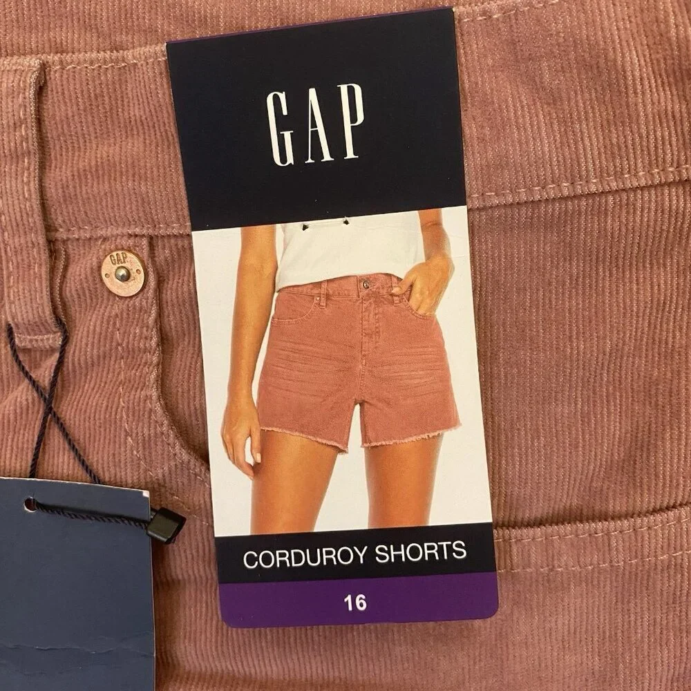 GAP Women's Corduroy Shorts 4 in Raw Edge Hem Cut Off Rose Size 16 - NWT $49.95